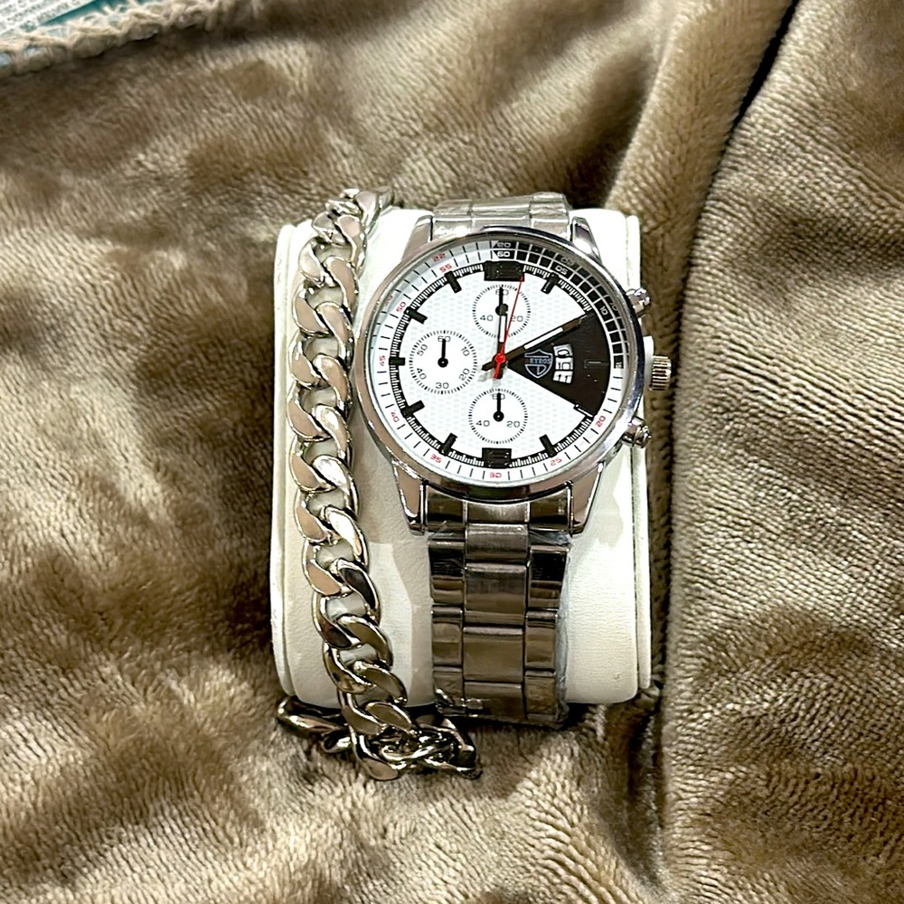Classic Quartz Business Wristwatch with Bracelet  Fashion Men Stainless S